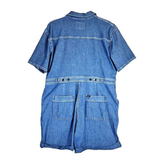 Lee Union Alls  Romper Womens Striped Denim Shortalls One Piece‎ Short Sleeve XL - Picture 2 of 13